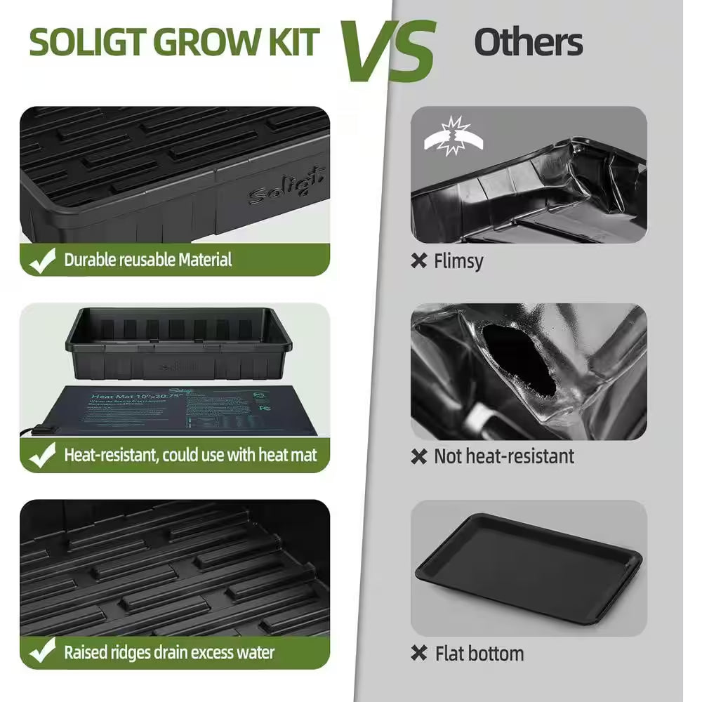 Extra Thick Heavy Duty Seed Starting Trays 10-Pack Microgreens Growing Trays Plant Germination Flats Reusable