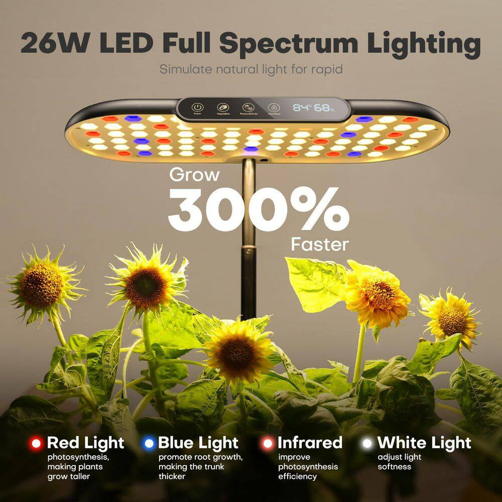 Hydroponics Growing System Kit: 12-Pods Plant Germination Kit with Grow Light, Smart Temp & Humidity Detection