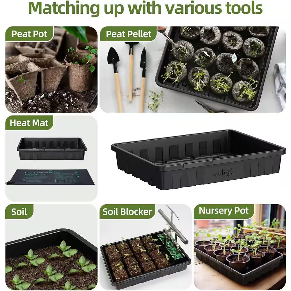 Extra Thick Heavy Duty Seed Starting Trays 10-Pack Microgreens Growing Trays Plant Germination Flats Reusable