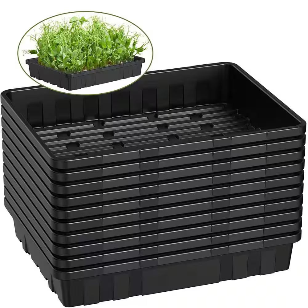 Extra Thick Heavy Duty Seed Starting Trays 10-Pack Microgreens Growing Trays Plant Germination Flats Reusable