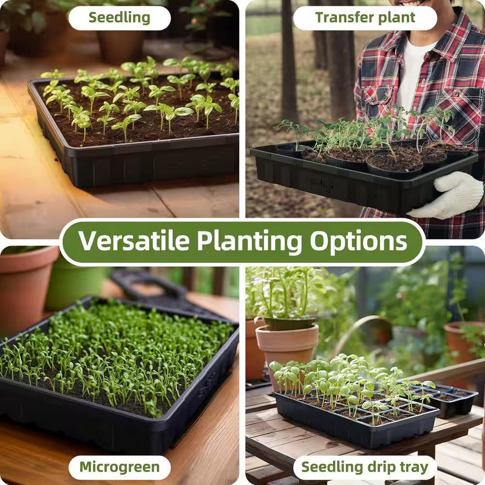 Extra Thick Heavy Duty Seed Starting Trays 10-Pack Microgreens Growing Trays Plant Germination Flats Reusable