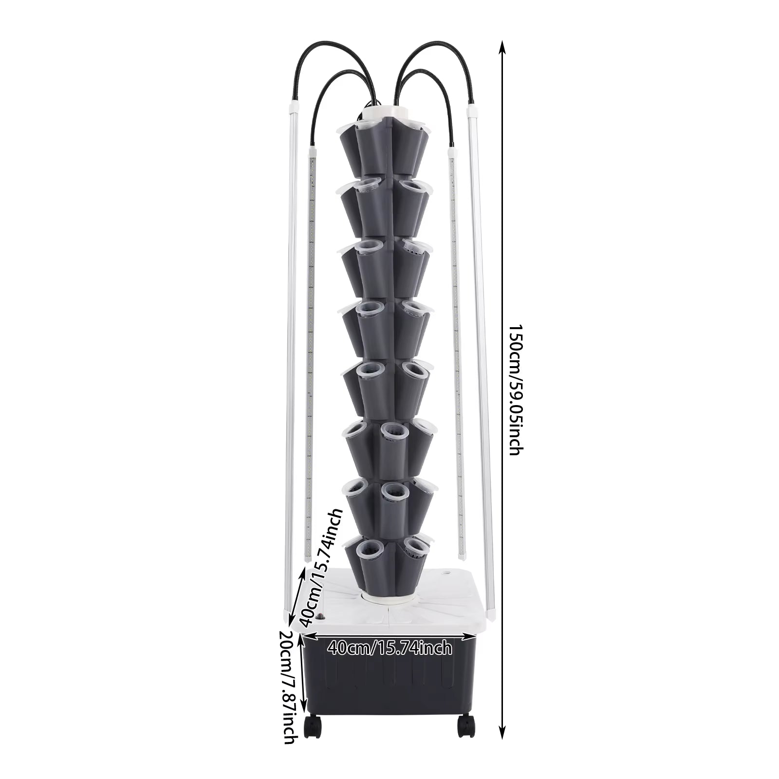 40 Hole Hydroponics Indoor Garden Growing System Automated Aeroponic Vertical Garden Tower LED Grow Lights Planting Kit Plants