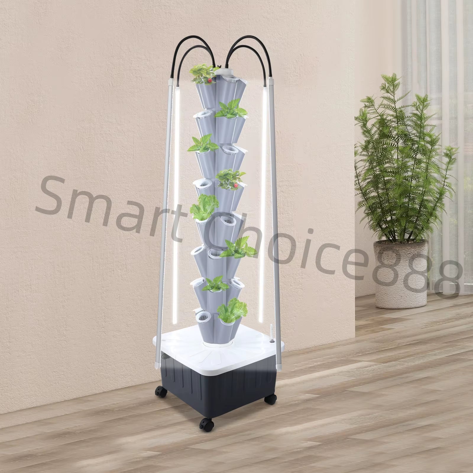 40 Hole Hydroponics Indoor Garden Growing System Automated Aeroponic Vertical Garden Tower LED Grow Lights Planting Kit Plants