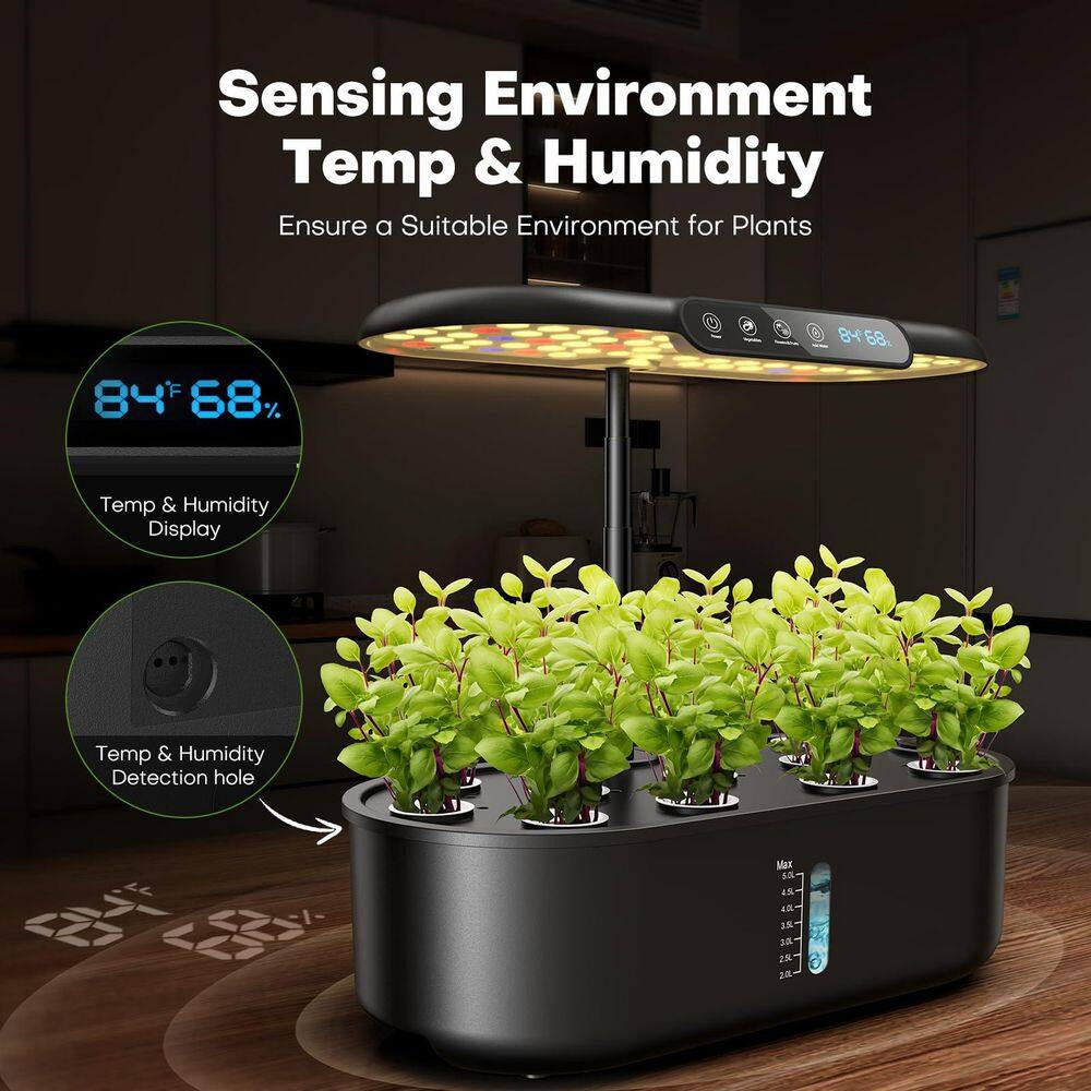 Hydroponics Growing System Kit: 12-Pods Plant Germination Kit with Grow Light, Smart Temp & Humidity Detection