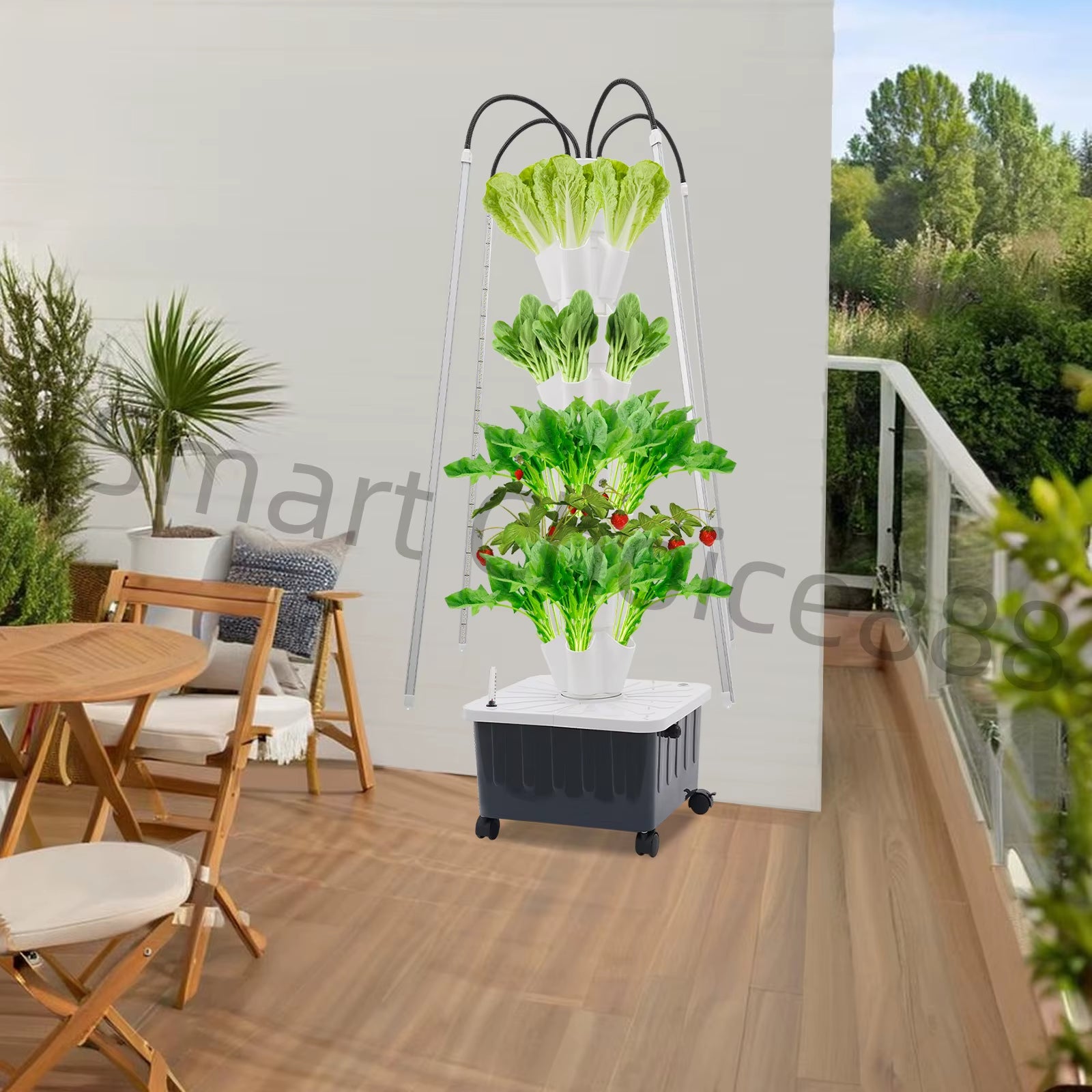 40 Hole Hydroponics Indoor Garden Growing System Automated Aeroponic Vertical Garden Tower LED Grow Lights Planting Kit Plants