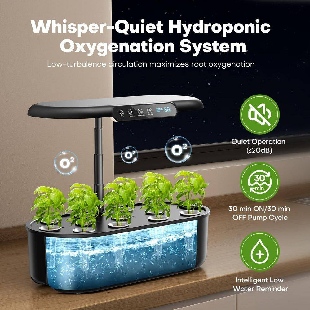 Hydroponics Growing System Kit: 12-Pods Plant Germination Kit with Grow Light, Smart Temp & Humidity Detection